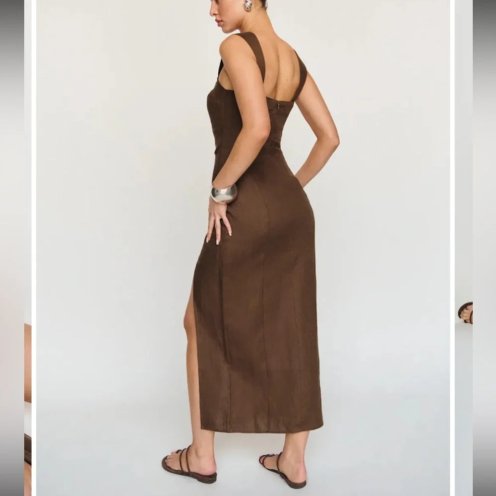 Reformation linen dress in chocolate cake NWT - Picture 5 of 5